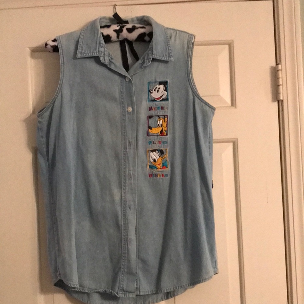 Sleeveless denim top Mickey Mouse motif!